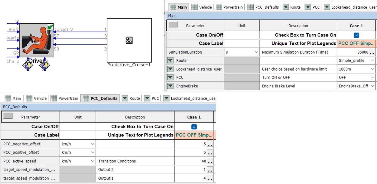 Predictive Cruise Control Compound with Attribute Setup in GT-SUITE simulation