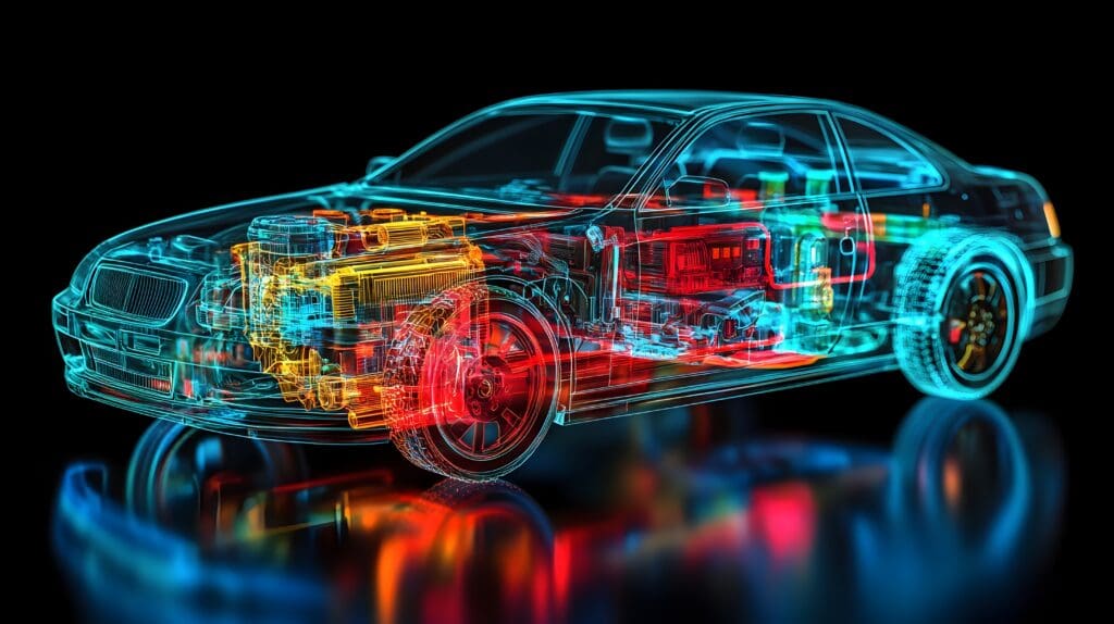Holographic display showcasing the intricate internal design and components of a car s air conditioning system providing an advanced technological visualization of this vital automotive mechanism
